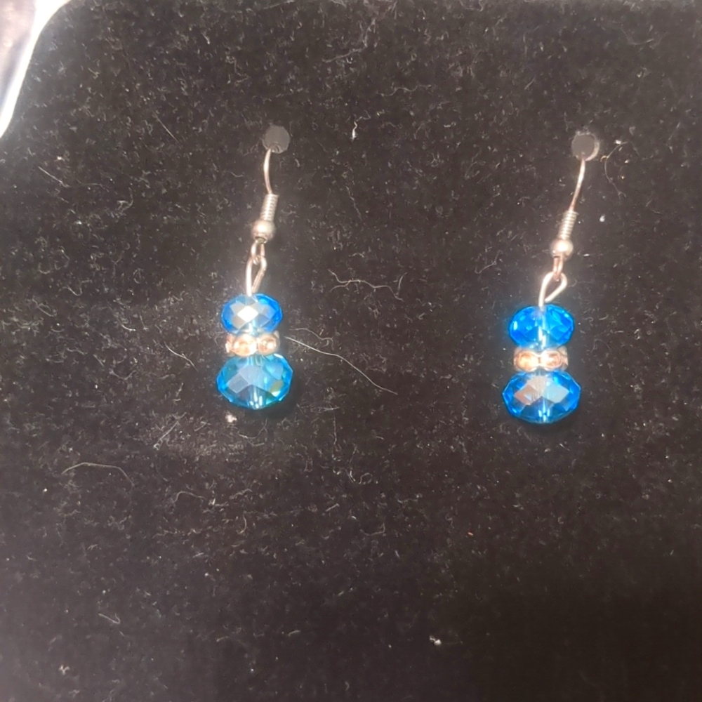 Blue Beaded handmade earrings